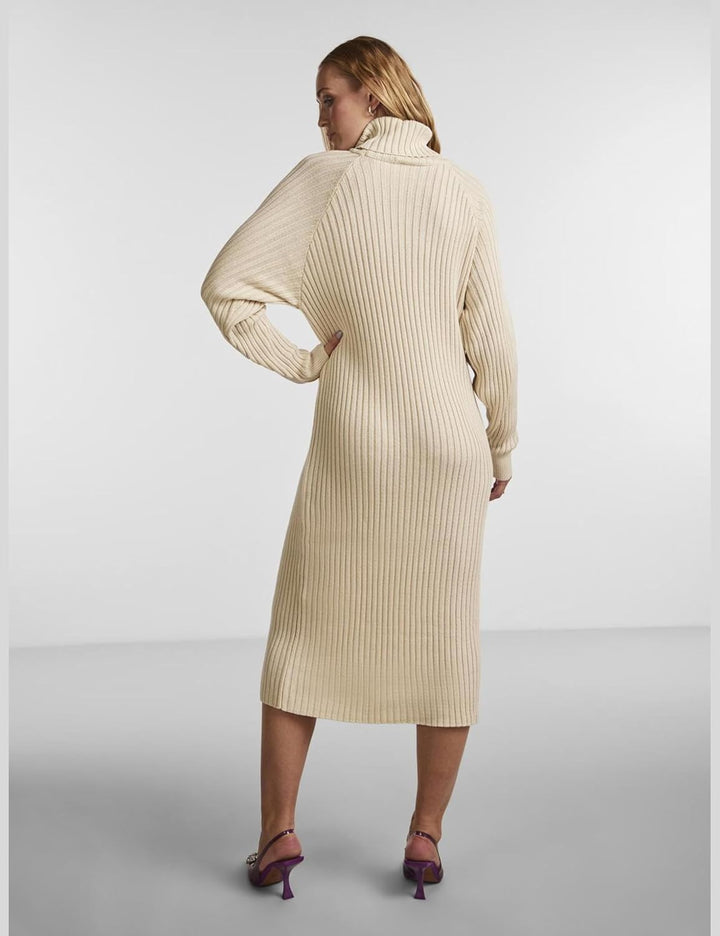 YAS Damen Yasmavi Knit Midi Rollneck Dress S. Noos Strickkleid, XS Birch