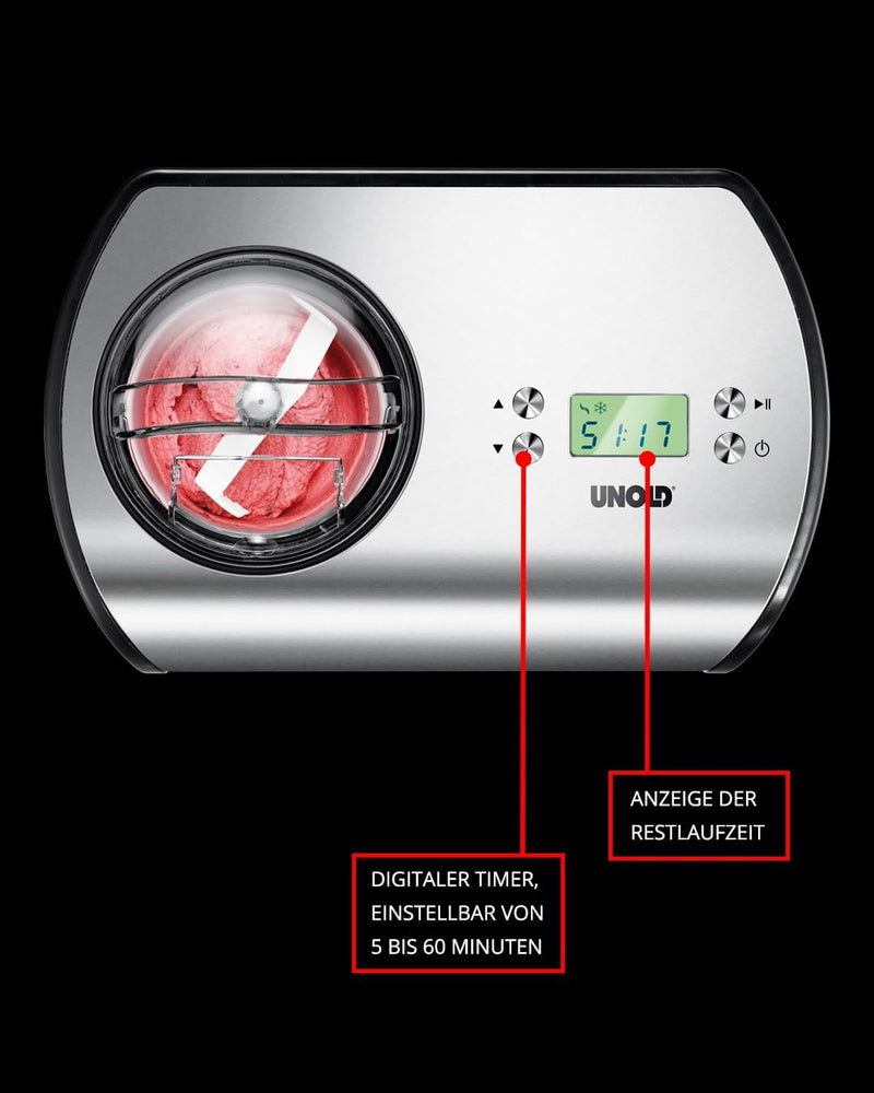 UNOLD Eismaschine One, mit Kompressor, 1,2 Liter Eiscreme, 48865