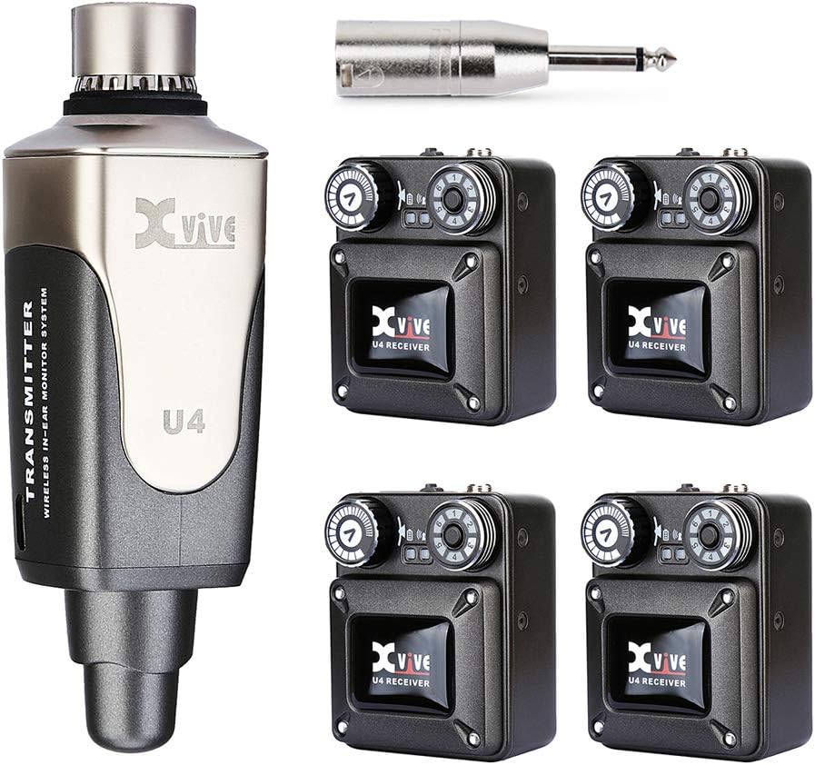 XVive U4 In-Ear Monitor Wireless System - Bundle, 1x Transmitter + 4X Receiver 2 Empfänger, 2 Empfän