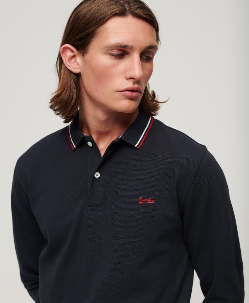 Tipped Long Sleeve Polo Shirt Kurzarm Shirt,