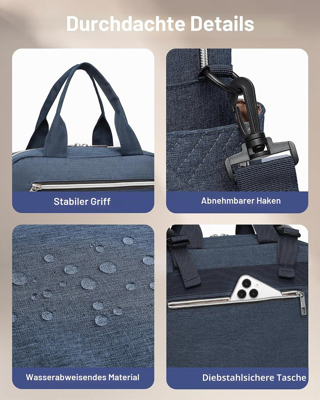 KONO Baby Wickeltasche Windeltasche zum Aufhängen am Kinderwagen, Grosse Reisetasche mit Isolierten
