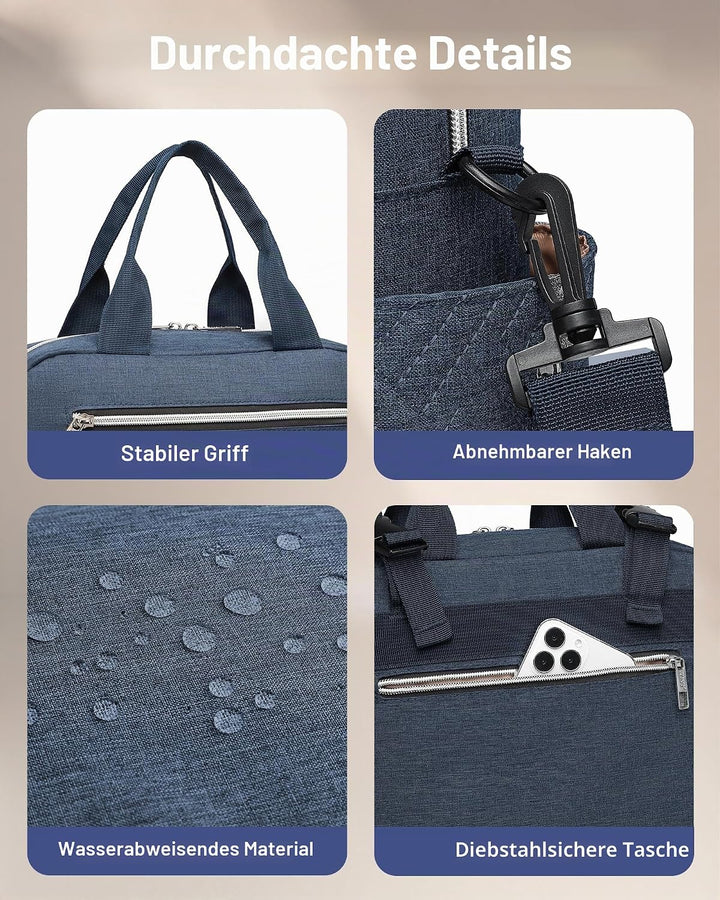KONO Baby Wickeltasche Windeltasche zum Aufhängen am Kinderwagen, Grosse Reisetasche mit Isolierten