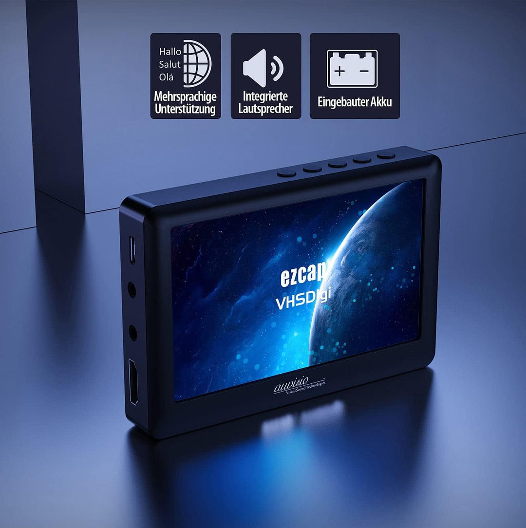 auvisio Videodigitalisierer: Video-Rekorder für analoge Quellen, 4,3" / 10,9 cm Farbdisplay, Akku (V