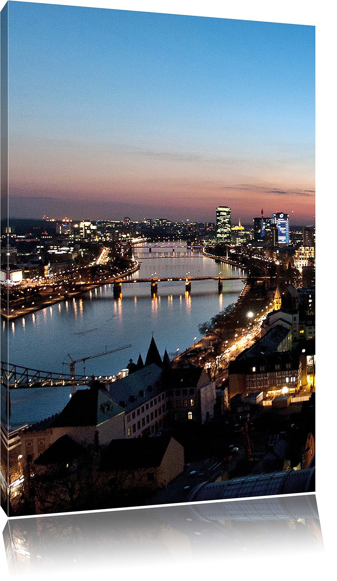 Frankfurt Skyline, Format: 100x70 auf Leinwand, XXL riesige Bilder fertig gerahmt mit Keilrahmen, Ku