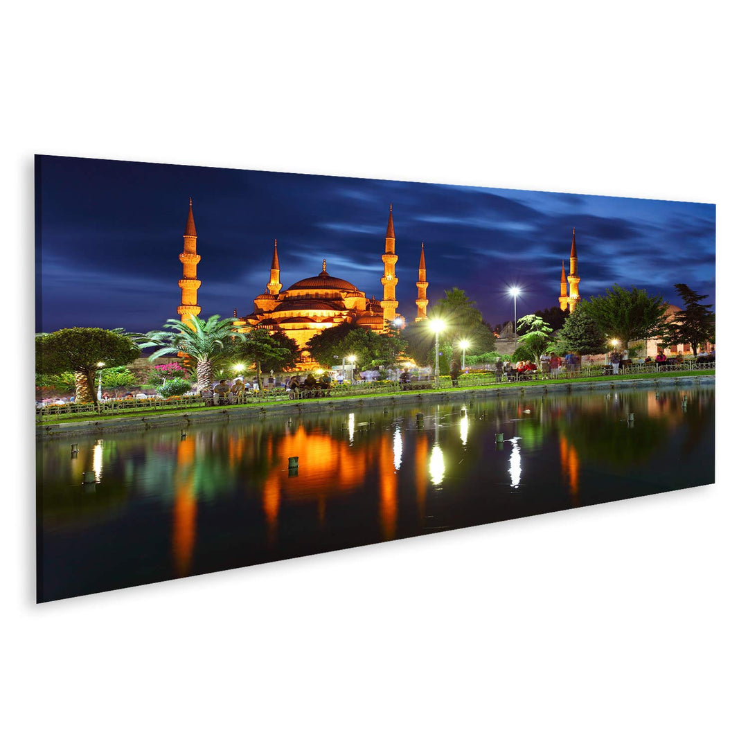 Bild Bilder auf Leinwand Blaue Moschee - Istanbul Türkei Wandbild Poster Leinwandbild Raj 120x40cm -