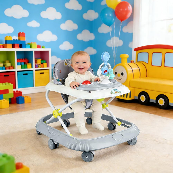 Gehhilfe mit 4 Höhenpositionen, von 6 bis 18 Monaten Baby-Lauflernhilfe, Faltbarer Lauflernwagen für