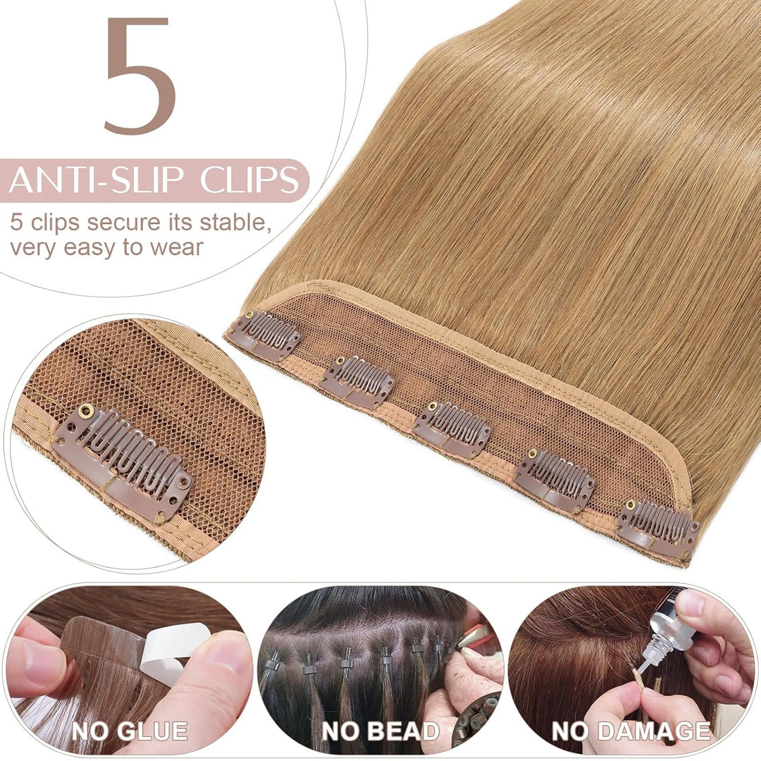 SEGO Clip in Extensions Haarverlängerungen Remy Echthaar 7A ein Teilig Haarteil 100% Human Haar Glat
