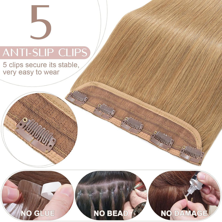 SEGO Clip in Extensions Haarverlängerungen Remy Echthaar 7A ein Teilig Haarteil 100% Human Haar Glat