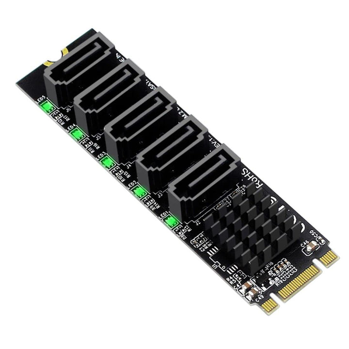 chenyang 5 Ports M.2 auf SATA Adapter, B+M Key NGFF 1 auf 5 SATA 3.0 Port Erweiterungskarte mit JMB5