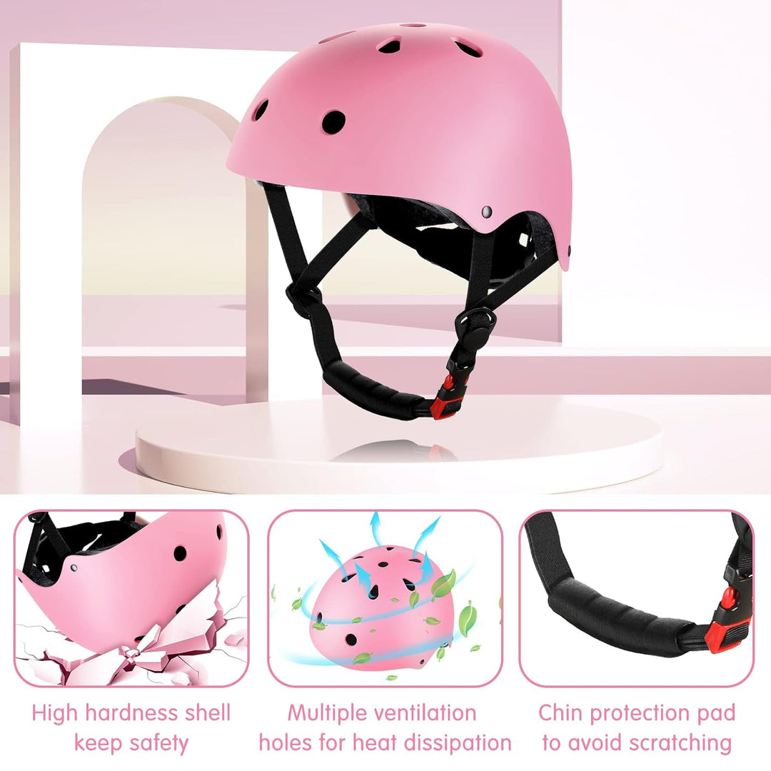 WayEee Knieschoner Kinder mit Helm, Schonerset Kinder 3-10 Jahre, Knieschützer Inliner Kinder Schutz
