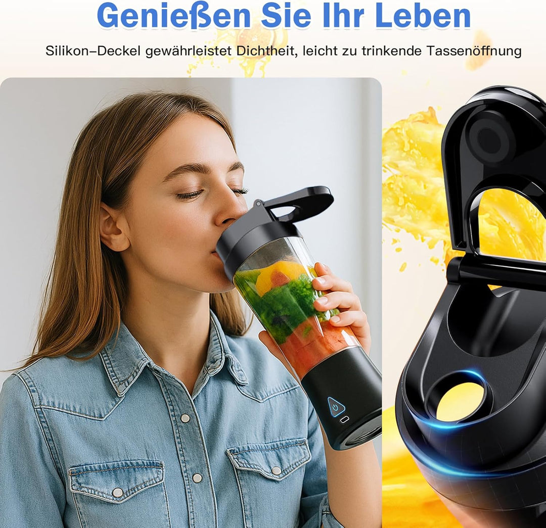 Tragbarer Mixer to go, 700ml Smoothie Maker mit USB, 22000 U/min, leistungsstarker smoothie maker to