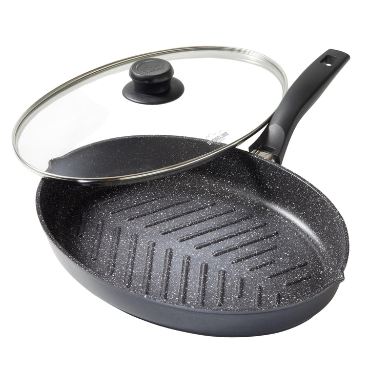 Stoneline XXL Fischpfanne, Schnitzelpfanne, 35,2 x 24,3 cm, mit Deckel, Induktion, Aluguss, Antihaft