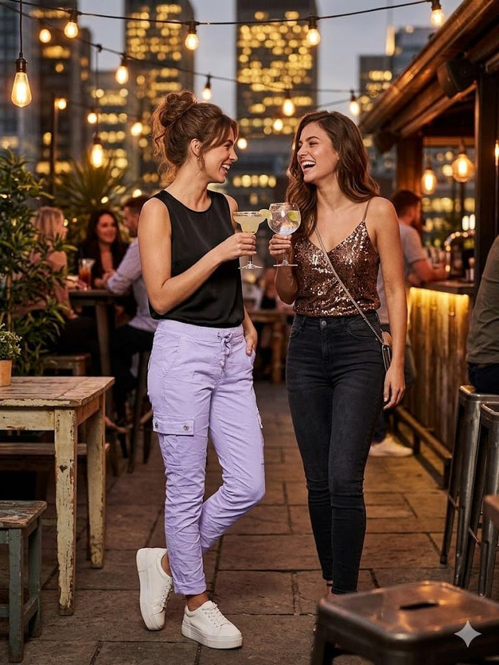 Damen schmal geschnittene Hose aus Stretch Classic Cargo Pants für Freizeit Boyfriend Baggyhose Tasc