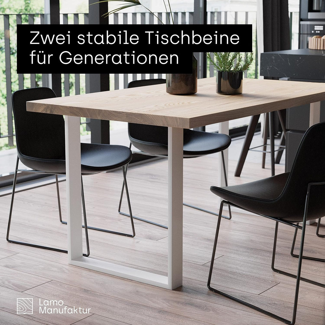 LAMO Manufaktur Tischbeine für Schreibtisch Esstisch, Simple Massive, Vierkantprofil 80x20 mm, Tisch