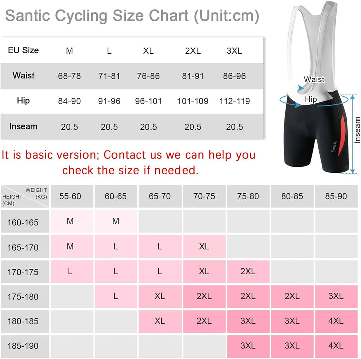 Santic Fahrradhose Damen Lang mit Träger Fahrrad Trägerhose Gepolstert Radhose Lang mit Träger mit T