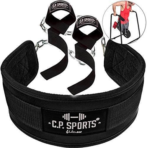 C.P.Sports Set Dip-Gürtel + Zughilfe schwarz, Dipgürtel, Dipping Belt, Klimmzug Gürtel, Lifting Stra