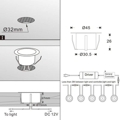 CHNXU LED Bodeneinbaustrahler 6er Set Ø45mm 1W Terrassen Einbaustrahler Aussen 12V IP67 Wasserdicht