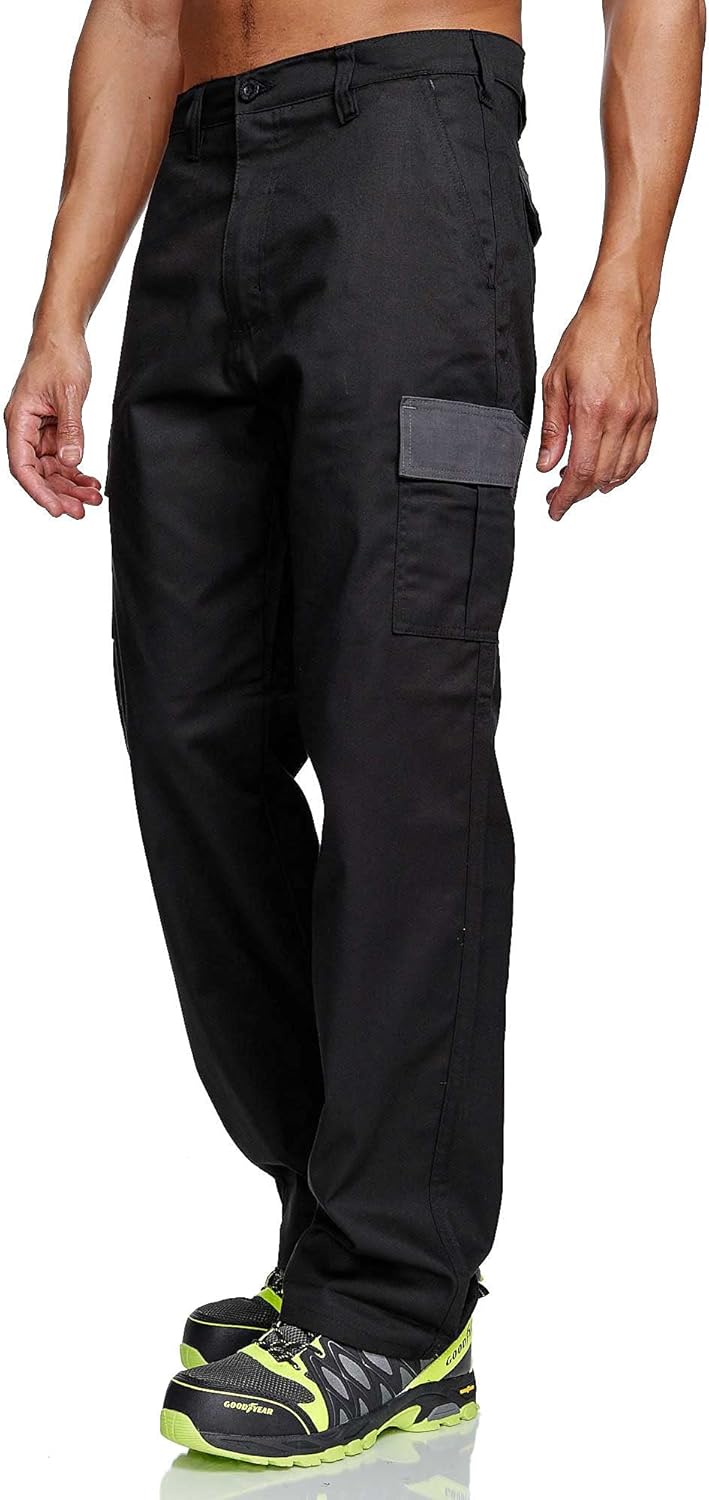 Lee Cooper Herren Cargo Trouser Hose 40W/31L (Regular) Black / Grey, 40W/31L (Regular) Black / Grey