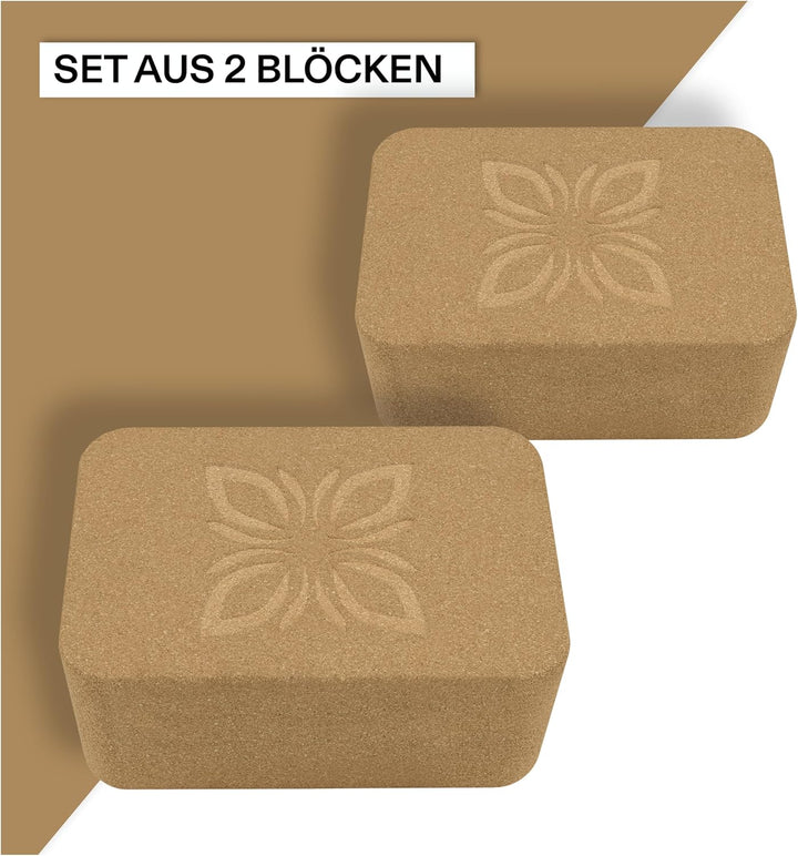 RAISE™ Yoga Block Kork 2er Set – Yogablock rutschfest & stabil – Nachhaltige Yogablöcke für Anfänger