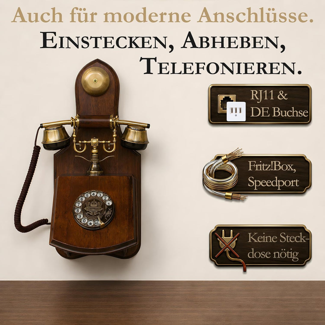 Opis 1921 Cable - Modell D - Wandtelefon Retro/Altes Telefon mit Wählscheibe/Festnetztelefon Retro/A