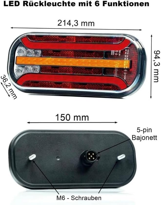 Anhängerbeleuchtung SET LED Rückleuchten 12V 24V 7,7 m 13 polig Kabel für Anhänger