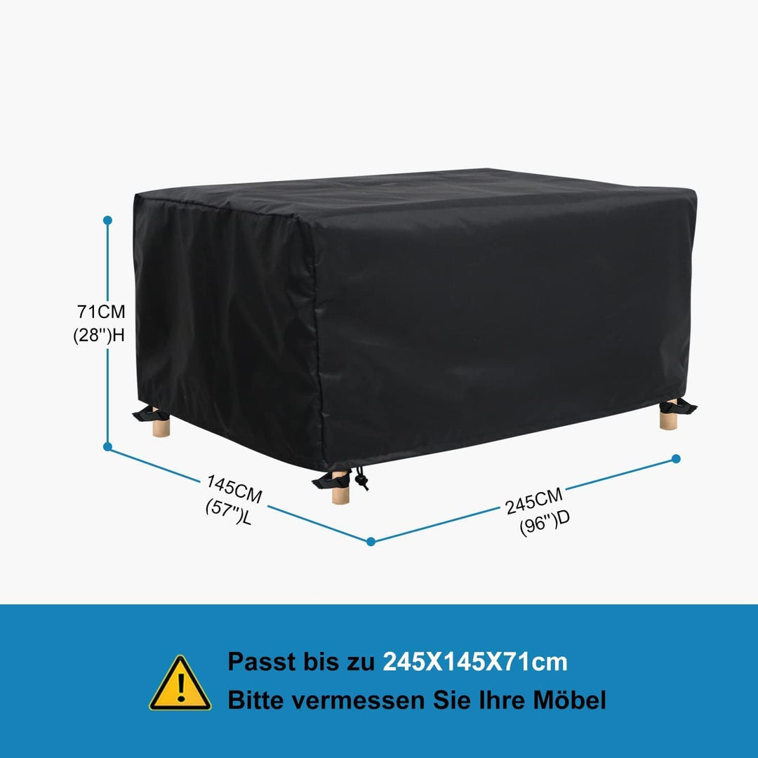 Awnic Abdeckplane Gartenmöbel Schutzhülle Wasserdicht Winterfest Rechteck 420D Oxford-Gewebe 245x145