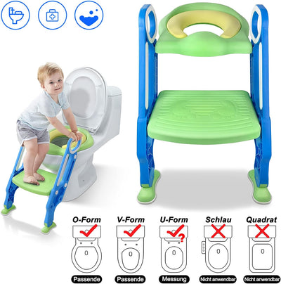 HENGMEI Toilettensitz Kinder Toilettentrainer mit Treppe, Klappbarer Töpfchentrainer Toiletten Train