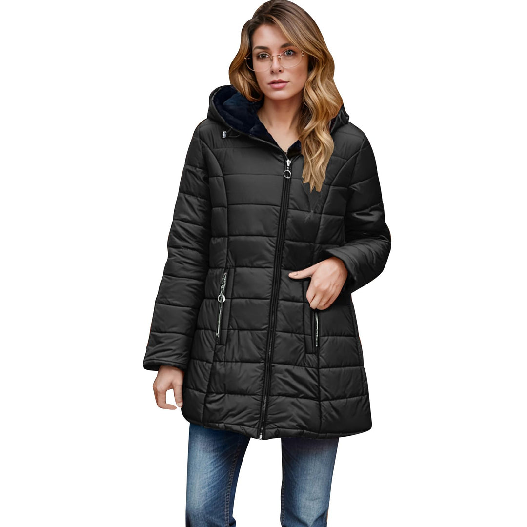 EMATOP Steppjacke Damen Warmer Lang Winterjacke Gefüttert Fleece Daunenjacke Baumwolle Elegant Puffe