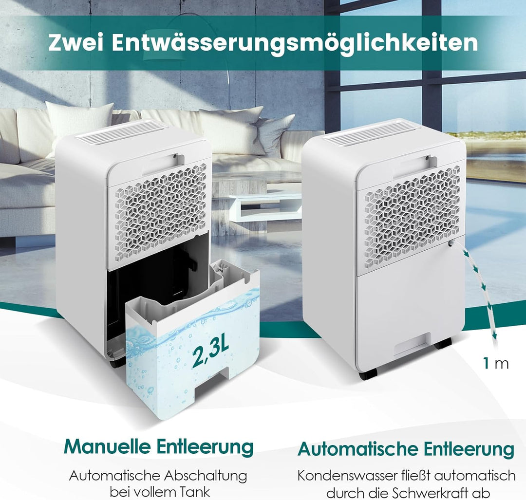 RELAX4LIFE Luftentfeuchter Elektrisch, 15L/24H, 2,3L Wassertank, Raumentfeuchter Schlafmodus & 24h T
