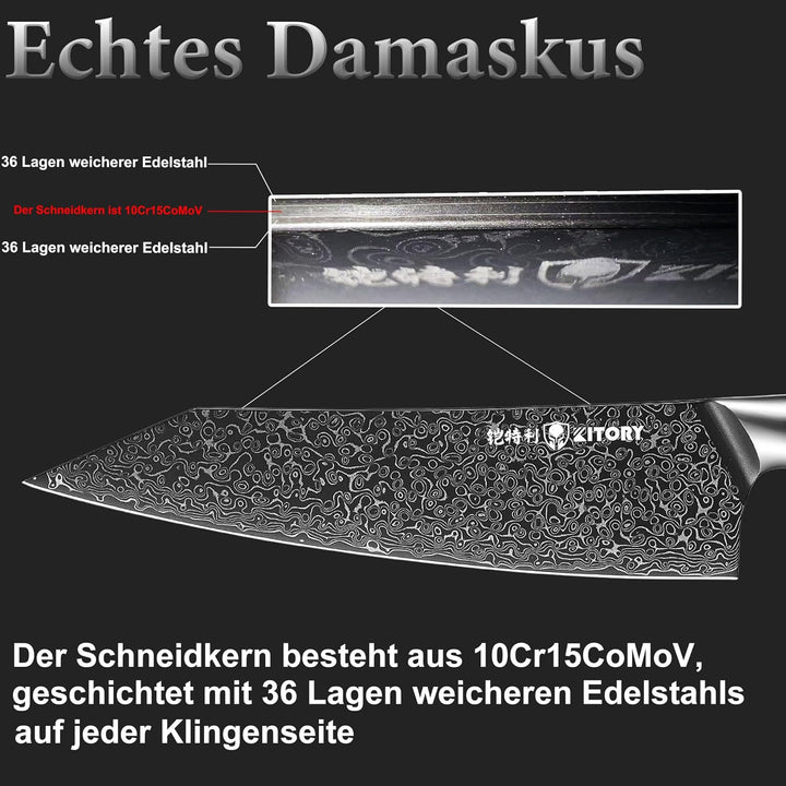 Kitory Kochmesser Kiritsuke Messer Damaskus Edelstahl 73 Lagen Küchenmesser Damastmesser 21 cm Kling
