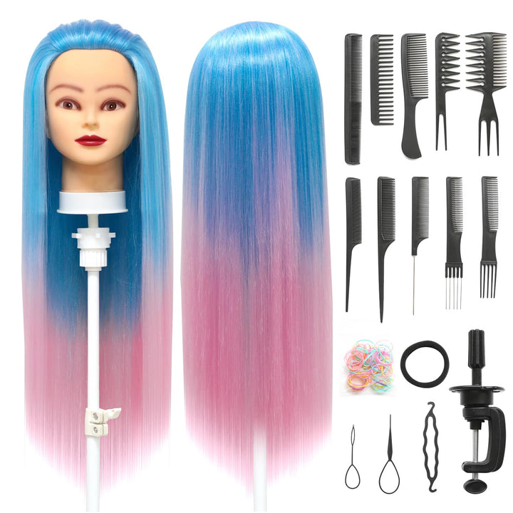 Trainingsköpfe, 28 inch Übungskopf Frisierkopf Friseur 100% Synthetikfaser-Haar Styling Kopf Frisier