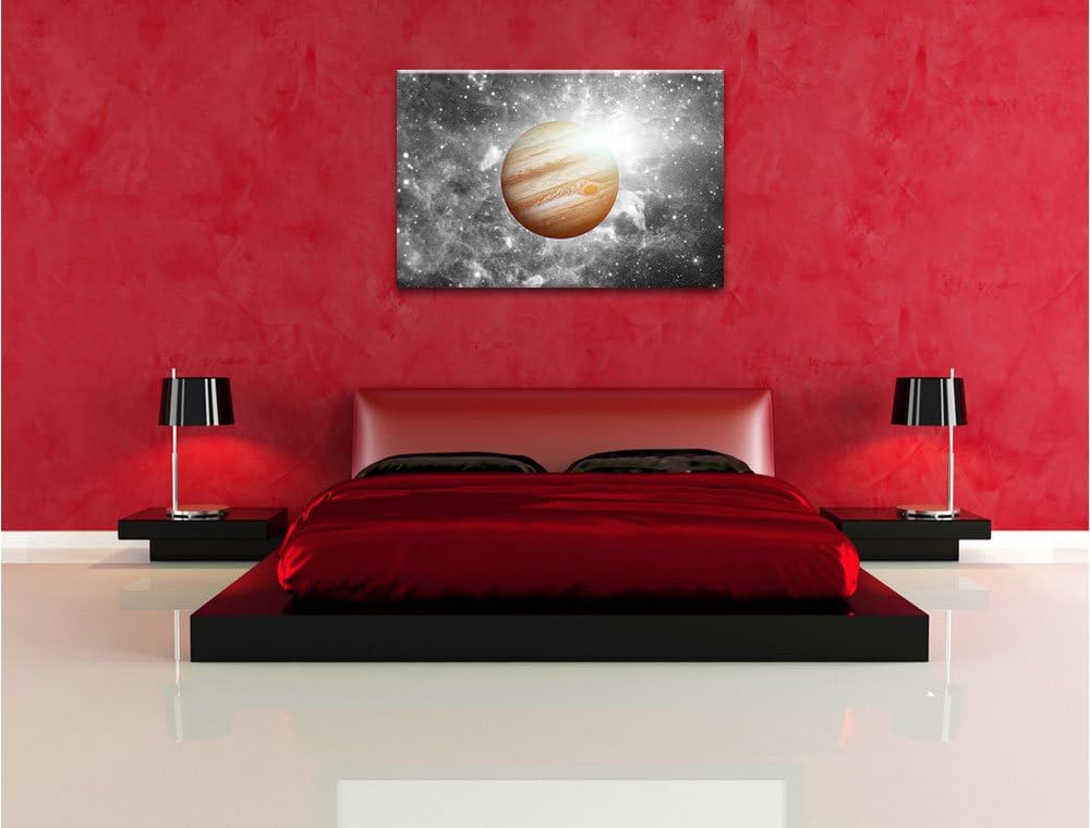 Pixxprint Planet Jupiter im Universum B&W Detail, Format: 100x70 auf Leinwand, 100x70