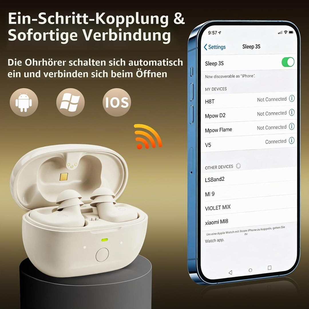 Schlafkopfhörer,2026 Neue Mini-Kabellose schlafkopfhörer seitenschläfer,Bluetooth-6.0-Kopfhörer zum