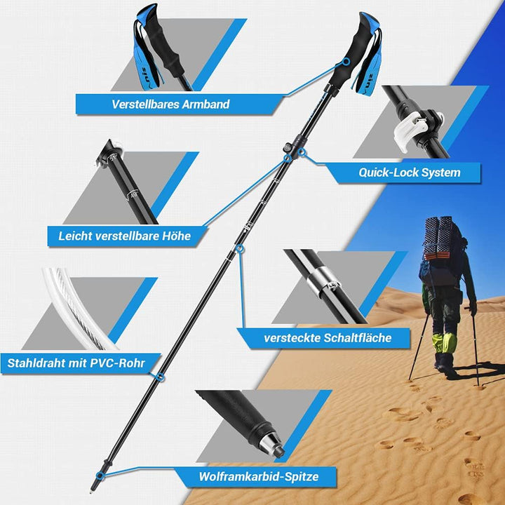 Glymnis Wanderstöcke Trekkingstöcke Walking Stöcke 7075 Aluminium Wanderstock verstellbar 110-130cm