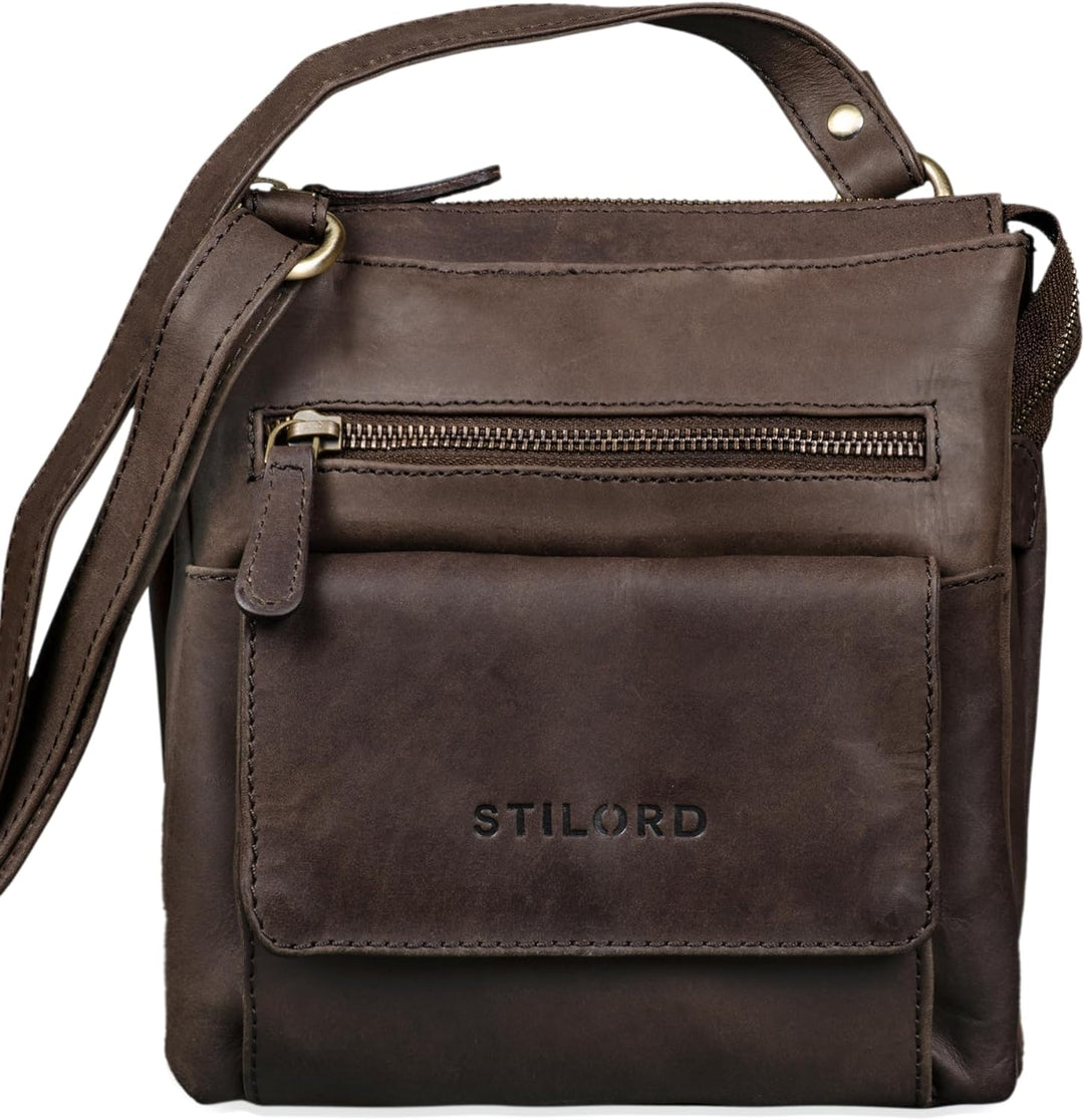 STILORD 'Leon' Schultertasche klein Leder Herren Damen Umhängetasche Vintage Handtasche Ledertasche