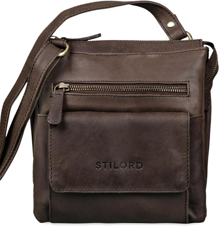 STILORD 'Leon' Schultertasche klein Leder Herren Damen Umhängetasche Vintage Handtasche Ledertasche