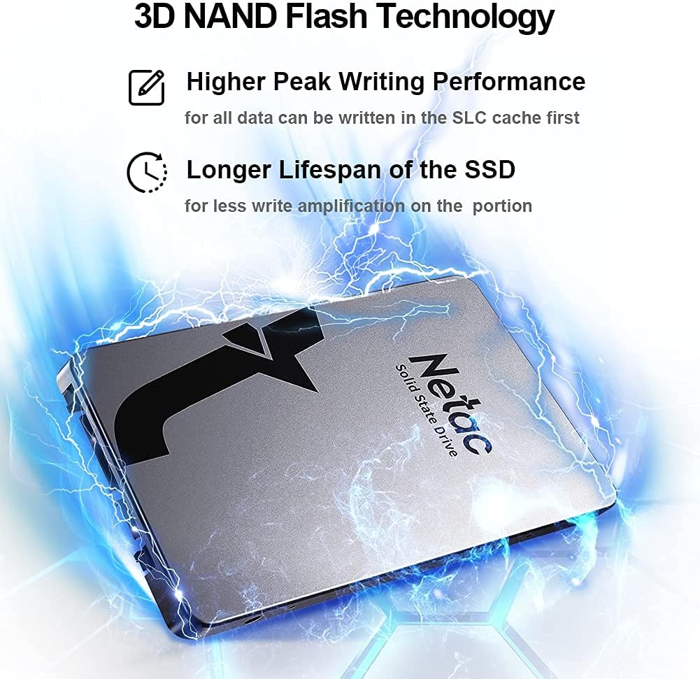 Netac SSD 512GB, SSD Festplatte Intern Sata 3.0 2,5 Zoll für Laptop, PC, Desktop, PS5 (N530S, Alumin