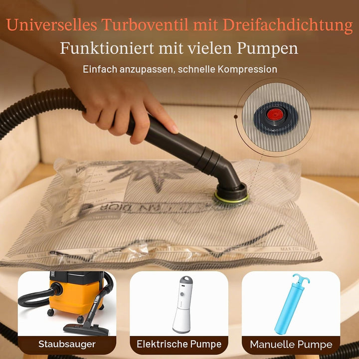 Vakuumbeutel für Kleidung, 15 Stück (5x 40x50cm, 5x 40x60cm, 5x 50x60cm), Wiederverwendbare Vakuumbe