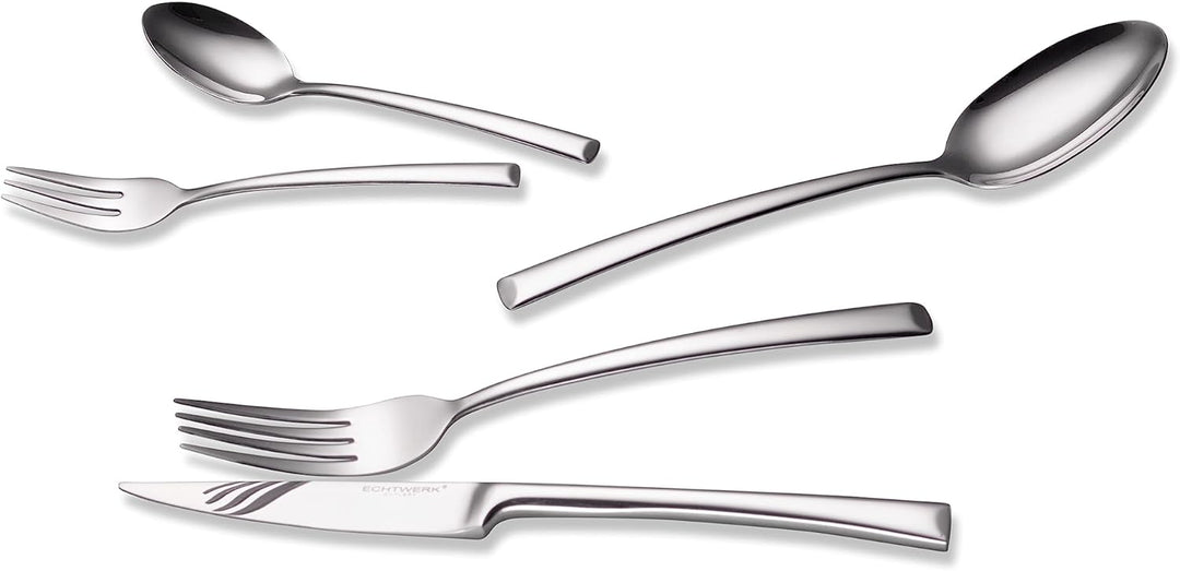 ECHTWERK Tafelbesteck Avelino, Silber Edition, 30-teilig, Essbesteck für bis zu 6 Personen, Edelstah