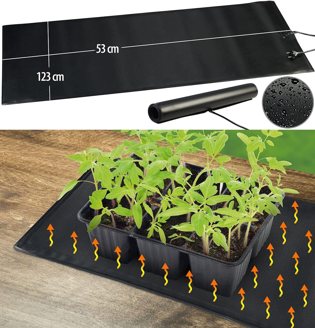 Royal Gardineer Heizmatte Pflanzen: Heizmatte für Pflanzenanzucht und Terrarien, Grösse L, IP67, 105