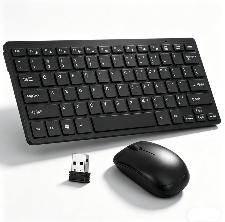 Kabellose Tastatur- und Maus-Kombination, 2,4 GHz Tragbar Wiederaufladbare Funktastatur Maus, Mechan