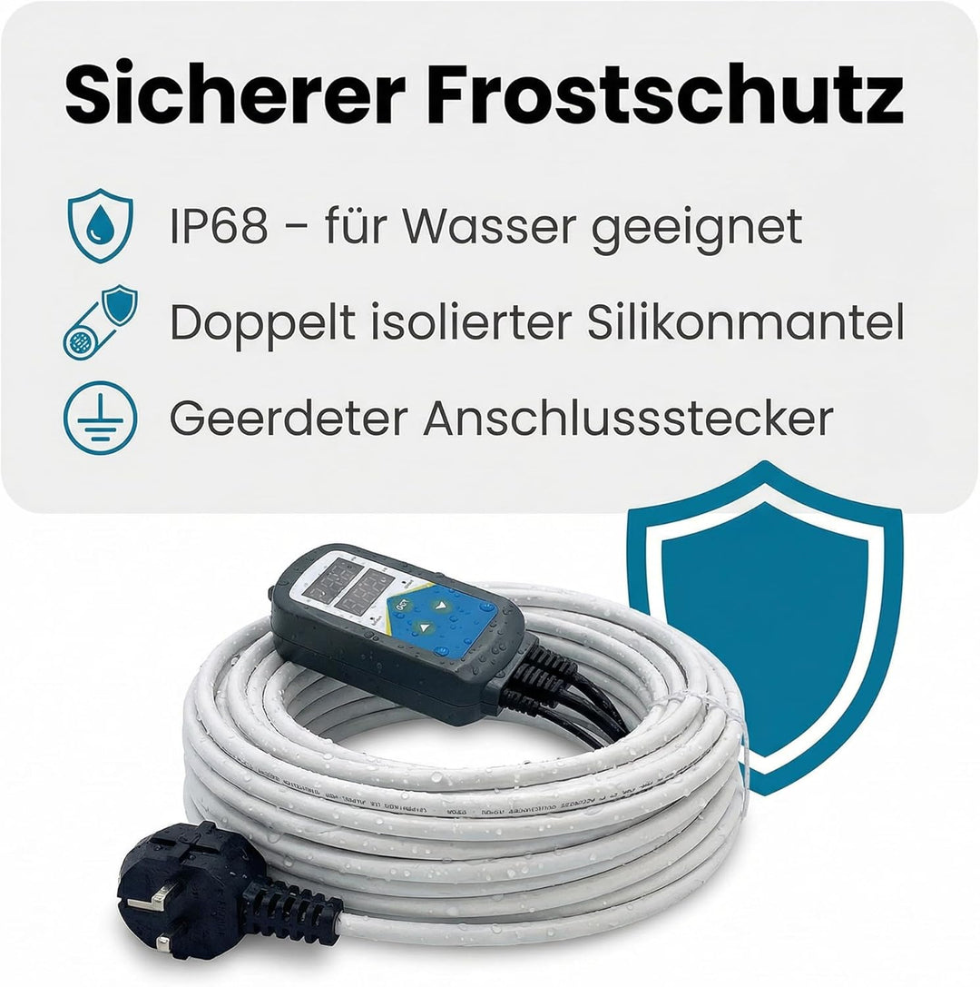 Pondlife Teichheizkabel - Set 90W / 6 m inkl. Thermostat - Teichheizung - Eisfreihalter