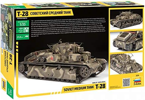 Zvezda 500783694 500783694-1:35 T-28 Heavy Tank-Plastikbausatz-Modellbausatz-Zusammenbauen-Bausatz-f