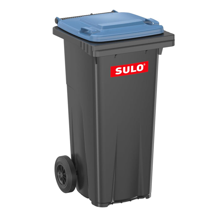 plasteo/SULO CITYBAC 120 Liter Mülltonne | Graue Tonne Blauer Deckel | MGB120 Müllbehälter Abfallton