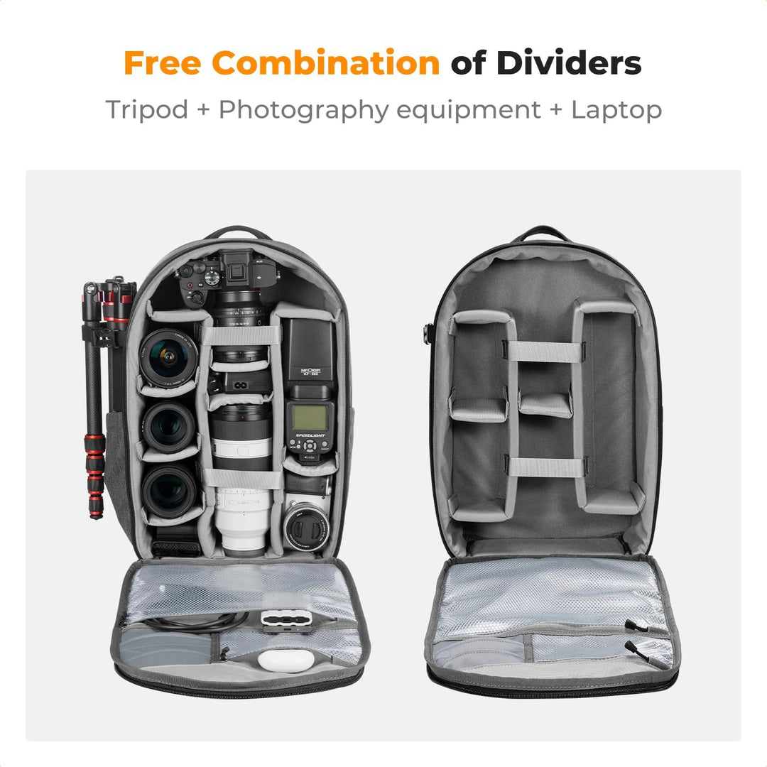 K&F CONCEPT 18L Kamerarucksack, Fotorucksack mit 15.6 Zoll Laptopfach, Grosse Kapazität Camera Backp