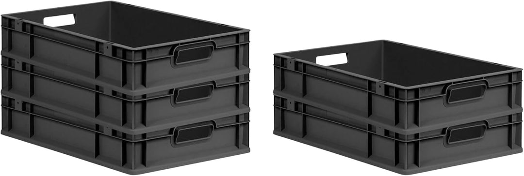 PROREGAL Eurobox NextGen Grip | HxBxT 12x40x60cm | 23 Liter | Griffe offen | Schwarz | Eurobehälter,