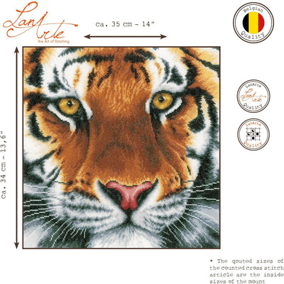 LANARTE PN Zählmusterpackung Tiger Aida Kreuzstichpackung, Baumwolle, Mehrfarbig, 35 x 34 x 0.3 cm,
