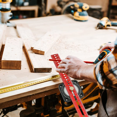 Frunimall Holzarbeiter Randregel,Holzbearbeitung Kantenlineal,360° Einstellbare Winkel,Holzbearbeitu