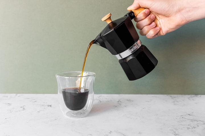 La Cafetière Venice Espressokocher, Aluminium Schwarz Three Cup, Schwarz Three Cup