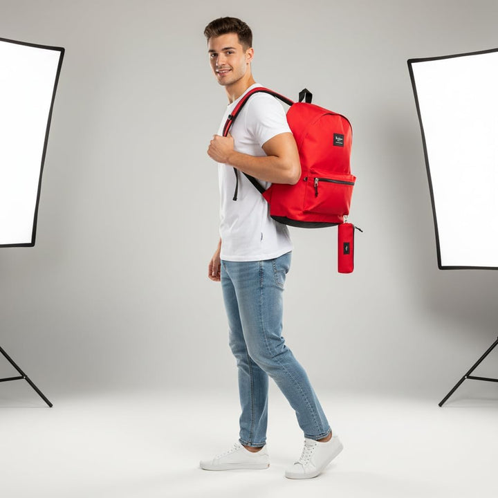 Pepe Jeans Aris Rucksack für Laptop und Schultasche 15,6 Zoll Rot 31 x 44 x 17,5 cm Polyester 30,01
